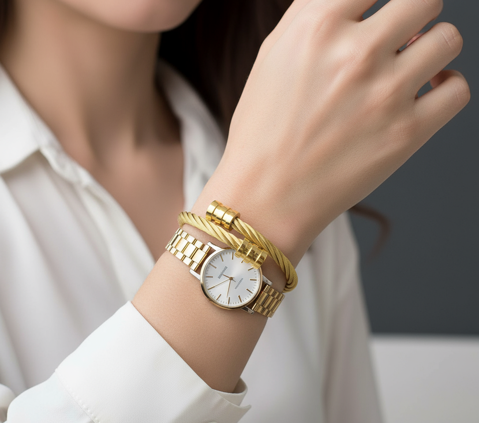 Bracelet 18k gold plated steel