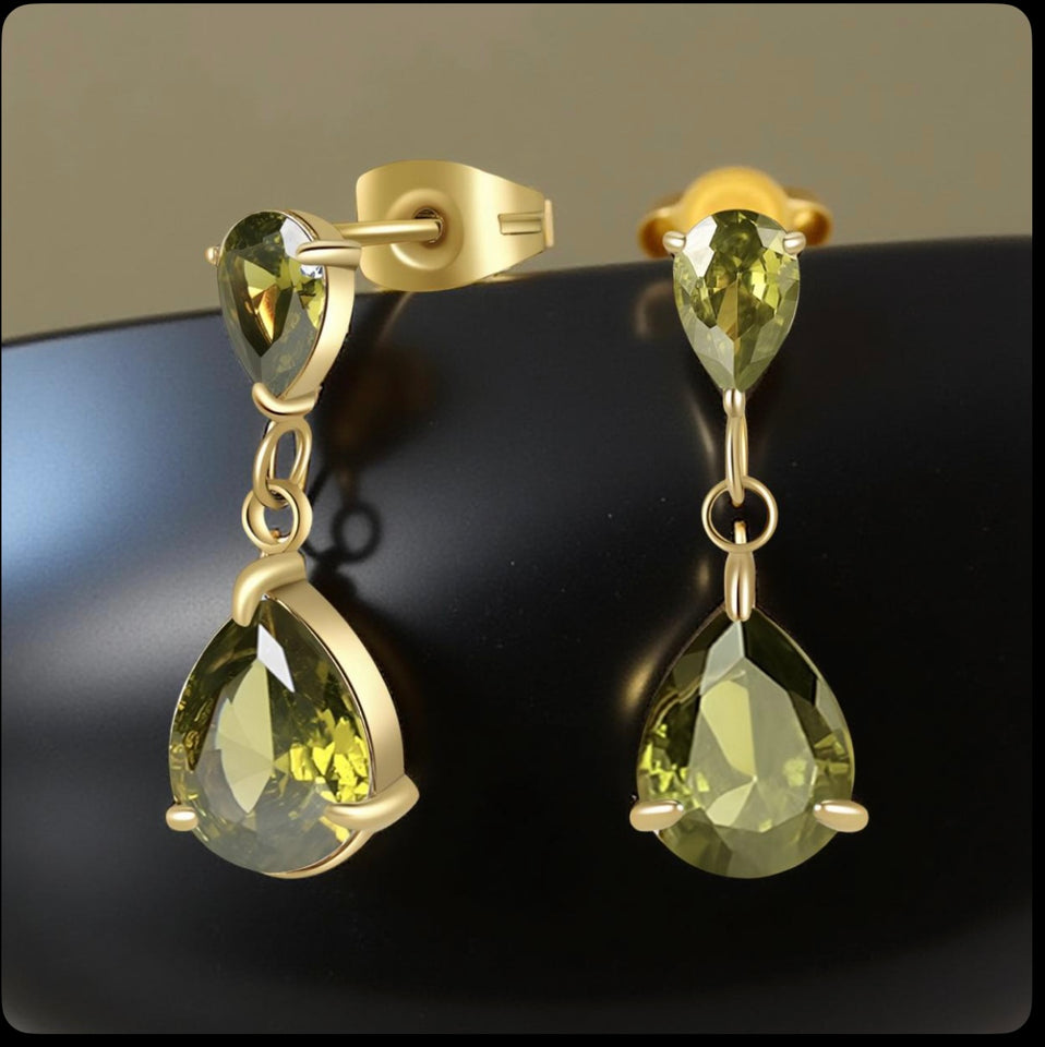 Earrings, 18k  gold plated steel