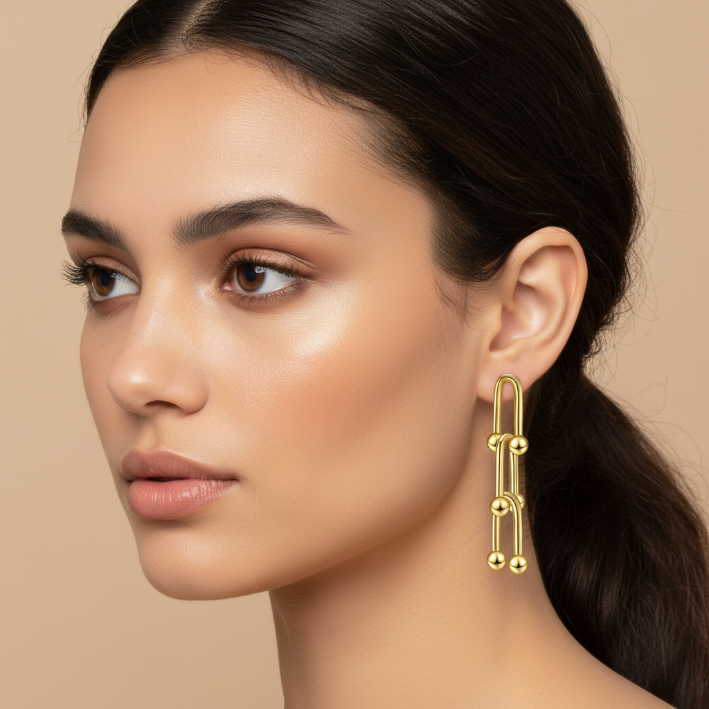 Earrings 18k gold plated steel